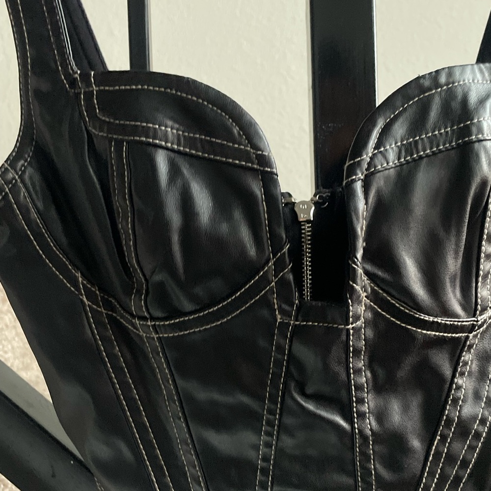 Black Faux Leather Crop Top